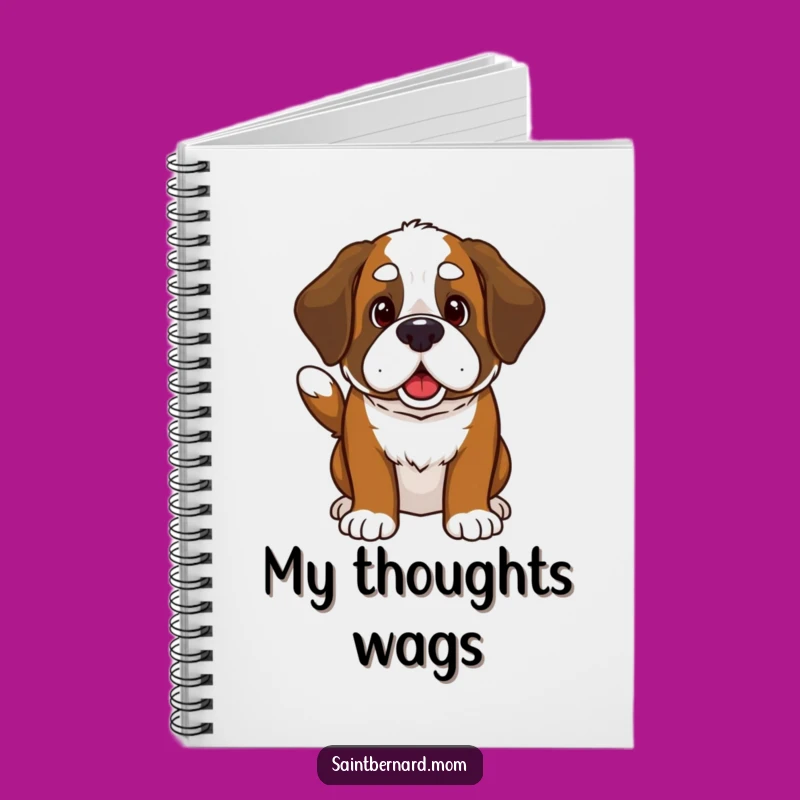 Funny Kawaii Saint Bernard Notebook - Cute Wagging Tail Journal Gift