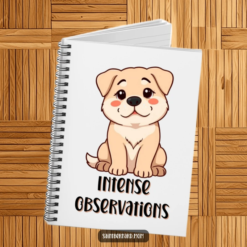 Funny Notebook: A large dog sits with a calm, protective demeanor, watching intently, ready to inspire your writing.