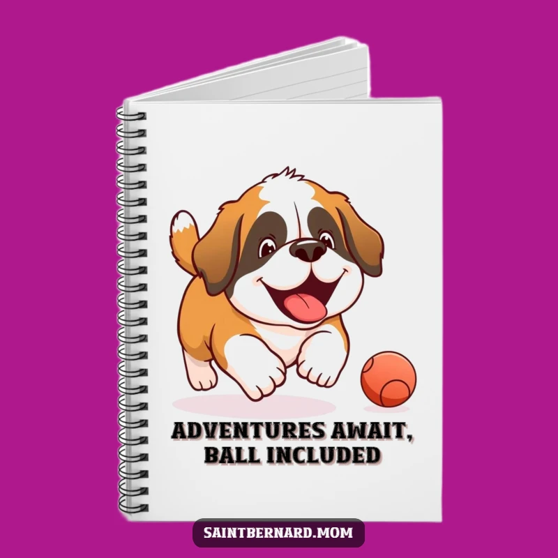 Funny Saint Bernard Joyful Ball Chase Notebook - Dog Lover Journal