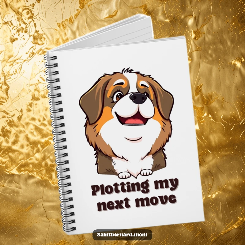 Funny Saint Bernard Lady Notebook, with a playful and knowing glint in her eye, perfect for jotting down clever ideas.