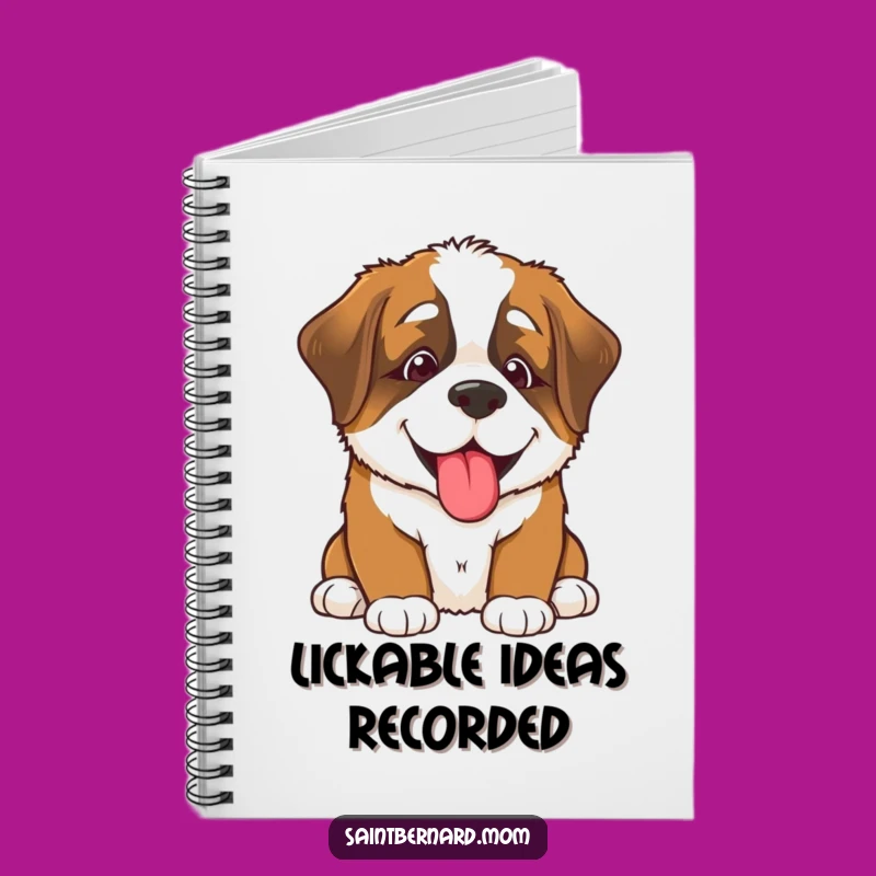Funny Saint Bernard Puppy Lick Notebook - Happy Dog Journal