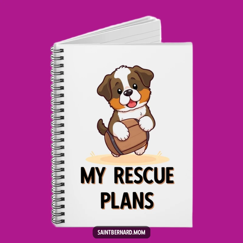 Funny Saint Bernard Puppy Notebook - Kawaii Dog Barrel Journal