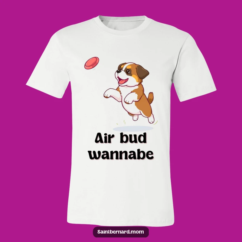 Funny Saint Bernard Puppy Frisbee Catch T-Shirt - Ultimate Dog Lover Tee Gift