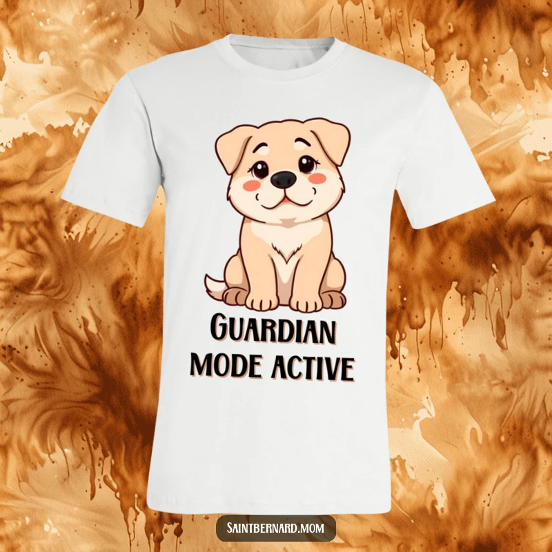 Funny T-Shirt: A large dog sits calmly, its protective demeanor evident as it watches intently, a symbol of steadfast loyalty.