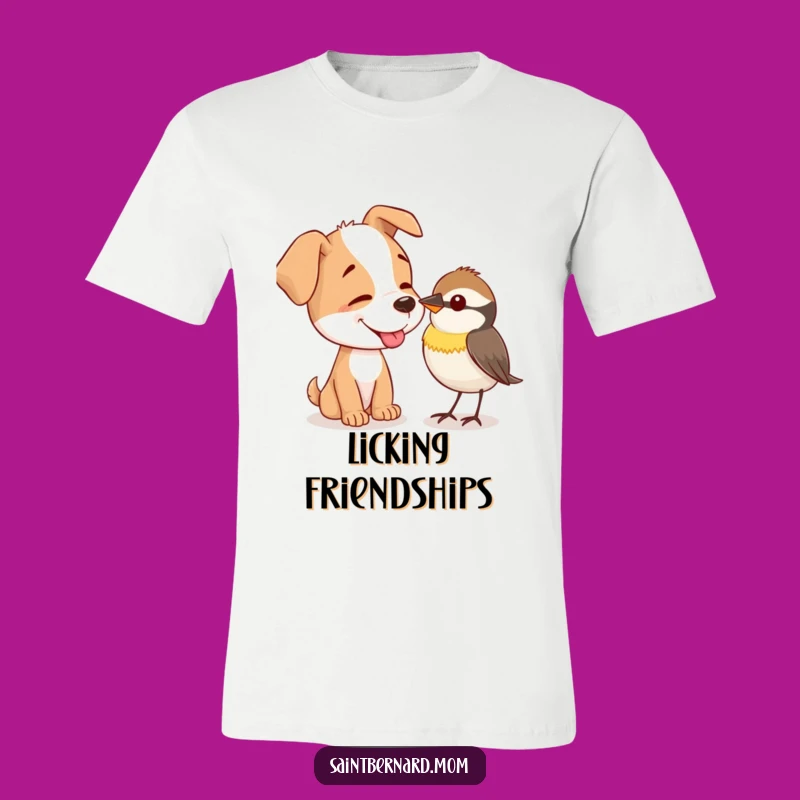 Funny Gentle Dog Lick T-Shirt: Sweet Animal Friendship Humor