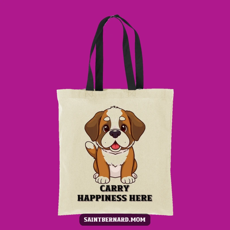 Funny Kawaii Saint Bernard Tote Bag - Cute Wagging Tail Shopping Bag Gift