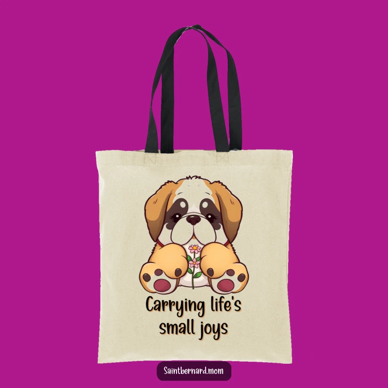 Funny Saint Bernard Tote Bag - Giant Paws, Tiny Flower Holder - Gift
