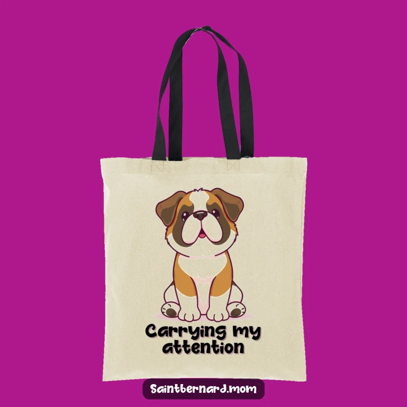Funny Kawaii Saint Bernard Tote: Carry Your Essentials with Attentive Style