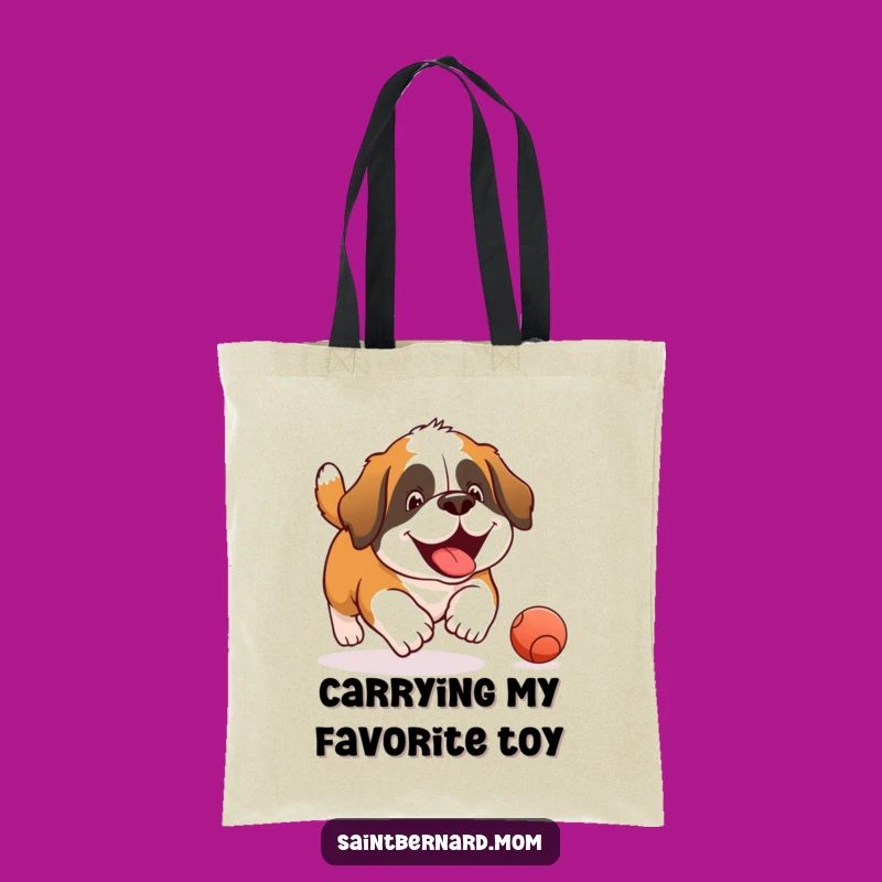 Funny Saint Bernard Joyful Ball Chase Tote Bag - Practical Dog Gift