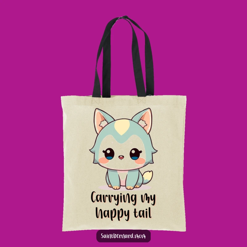Funny Shopping Tote: Alert Wagging Dog Character, Perfect Eco-Friendly Gift
