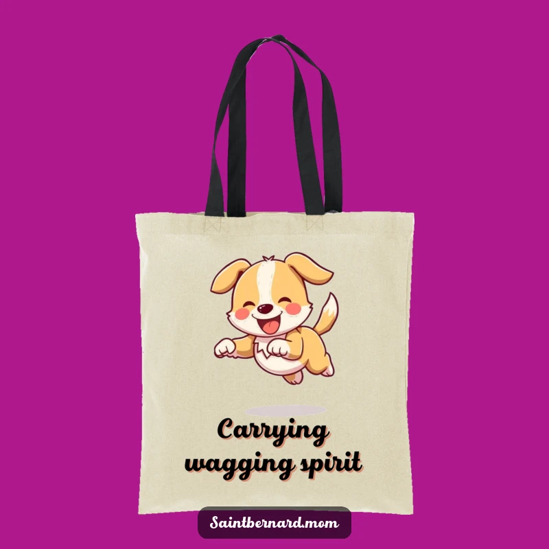 Funny Bounding Doggo Tote Bag: Happy Tail Wagging Carryall Funny Gift