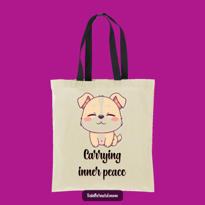 Funny Content Doggo Tote Bag: Peaceful Half-Closed Eyes Carryall Funny Gift