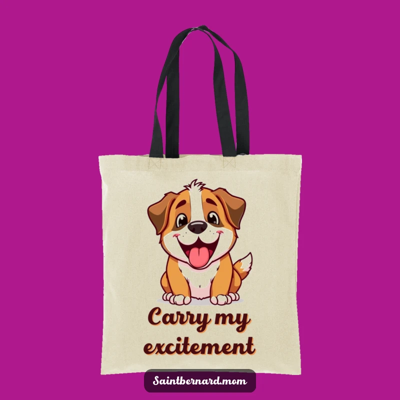 Funny Excited Saint Bernard Panting Tote Bag - Carry Your Joy!