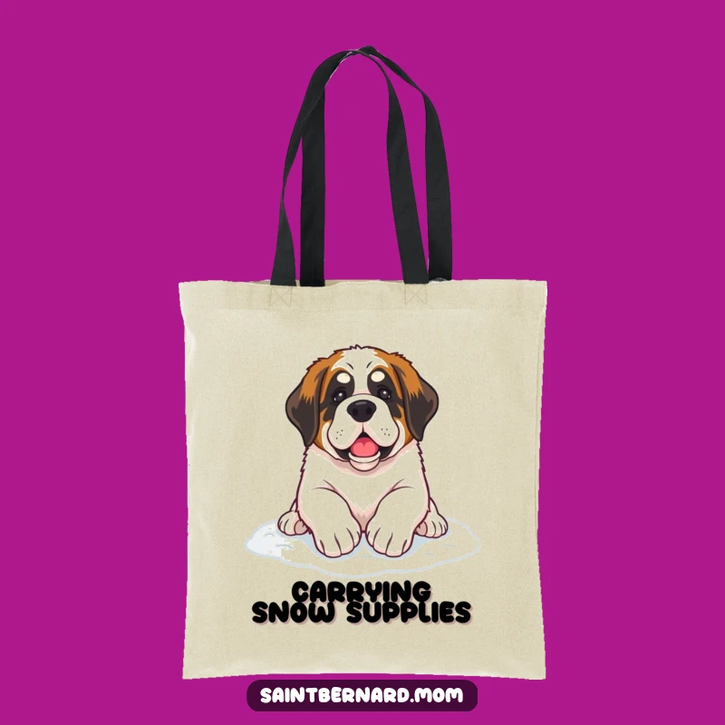 Funny Saint Bernard Snow Paws Tote Bag: Carry Winter Fun & Dog Charm!