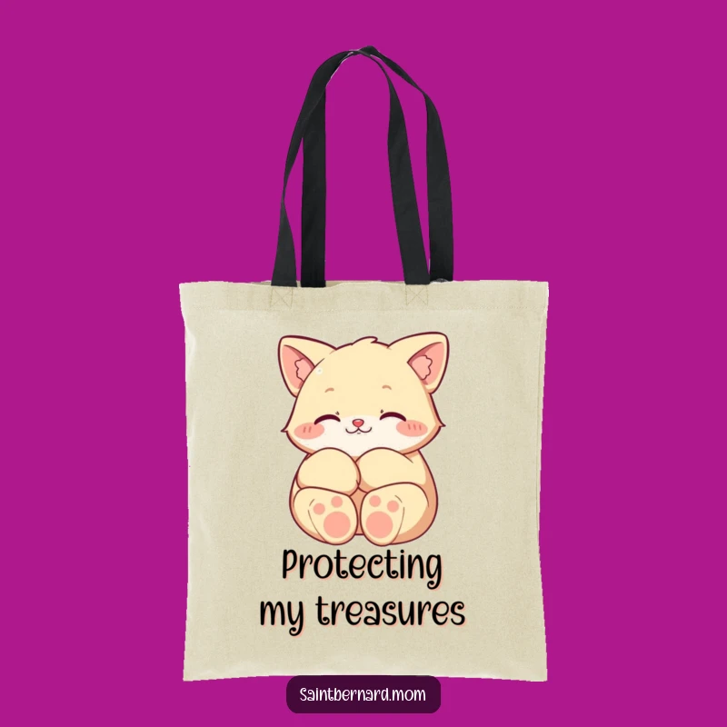 Funny Protective Paws Character Tote Bag: Durable Guardian Carry-All, Great Funny Gift